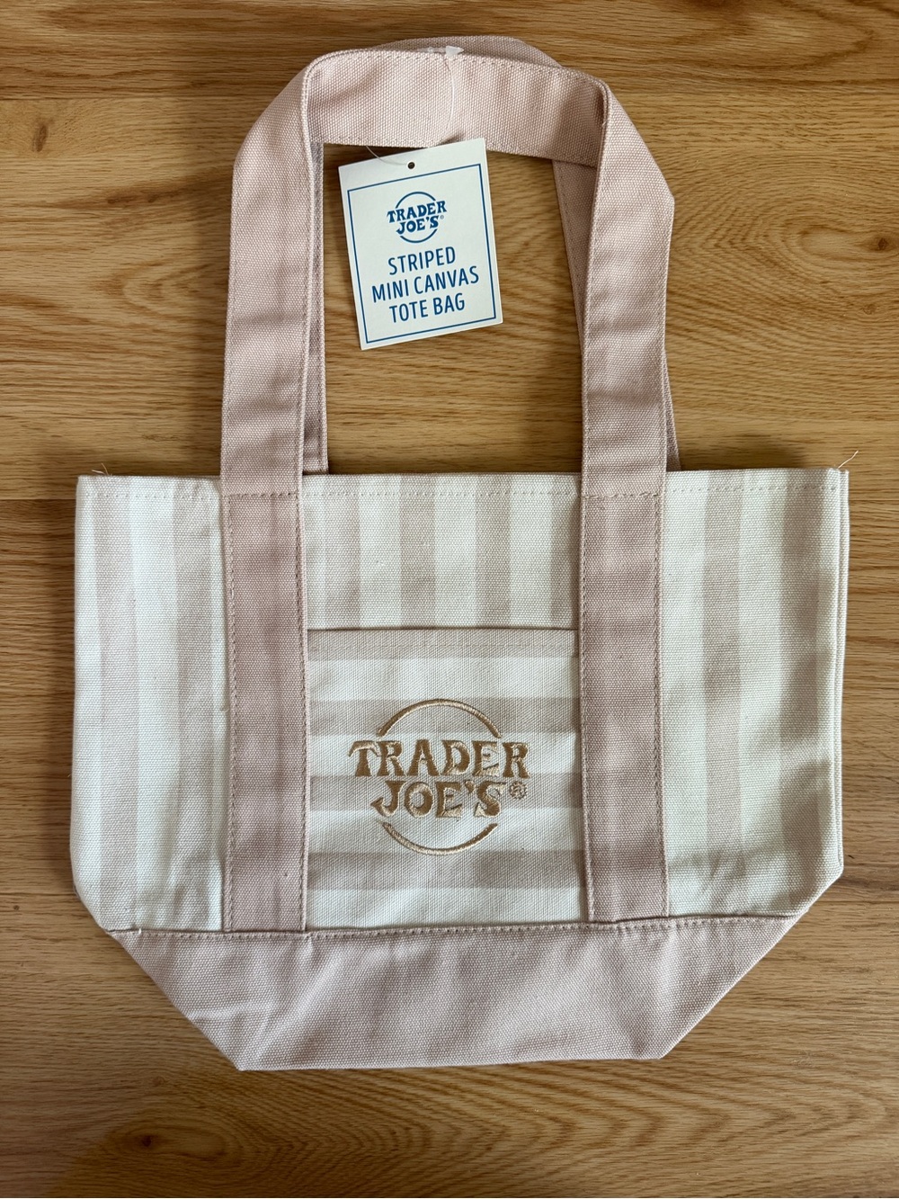 Summer 2026 Trader Joe’s Striped Mini Canvas Tote Bag - Light Sand/Tan